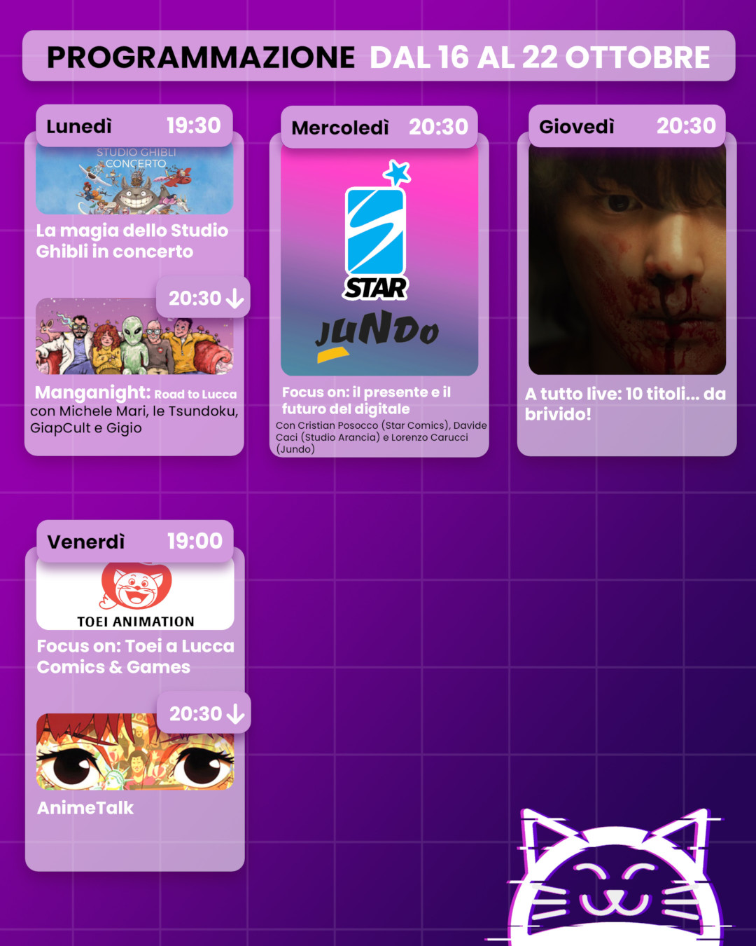 Animeclick su Twitch: programma dal 16 al 22 ottobre Animeclick su Twitch: programma dal 16 al 22 ottobre